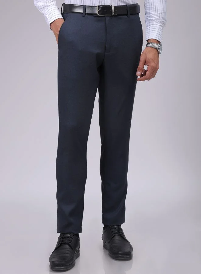 شركة المرآب الهندية Men Slim Fit Solid Mid-Rise Stretchable Knitted Formal Trousers