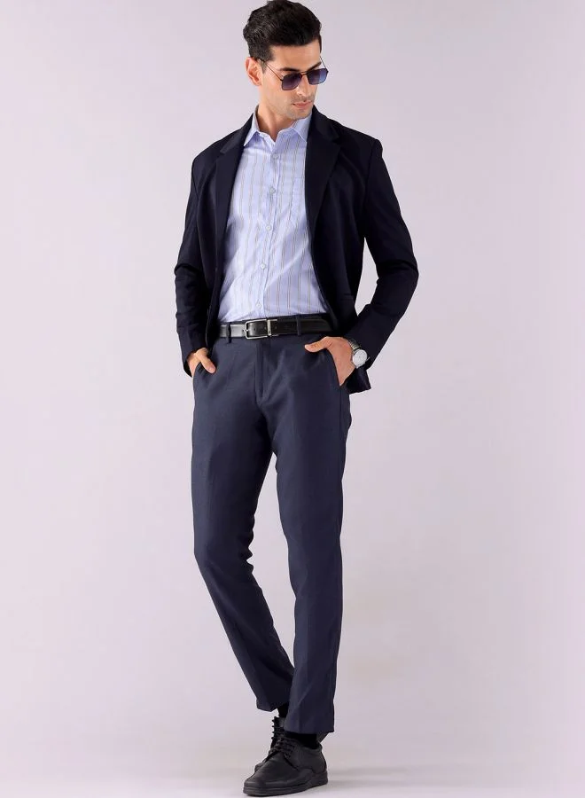 شركة المرآب الهندية Men Slim Fit Solid Mid-Rise Stretchable Knitted Formal Trousers