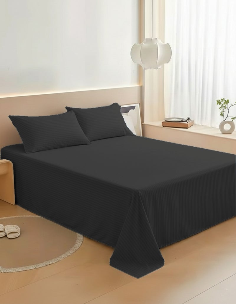 ماكسكون طقم ملاية سرير مايكروفايبر فاخر مكوّن من 3 قطع – ملاية مسطحة مقاس (230×255 سم) مع 2 كيس وسادة (50×75 سم) – ناعم جداً، قابل للتنفس، ومقاوم للتجاعيد – مناسب لأسرة الكوين والكينج – مثالي للاستخدام المنزلي والفندقي - Image 2