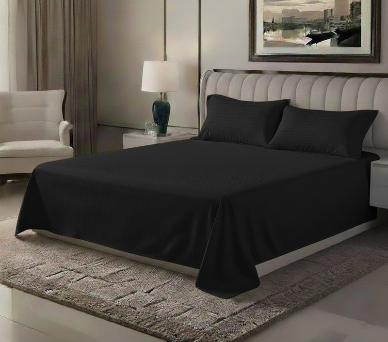 ماكسكون طقم ملاية سرير مايكروفايبر فاخر مكوّن من 3 قطع – ملاية مسطحة مقاس (230×255 سم) مع 2 كيس وسادة (50×75 سم) – ناعم جداً، قابل للتنفس، ومقاوم للتجاعيد – مناسب لأسرة الكوين والكينج – مثالي للاستخدام المنزلي والفندقي - Image 1