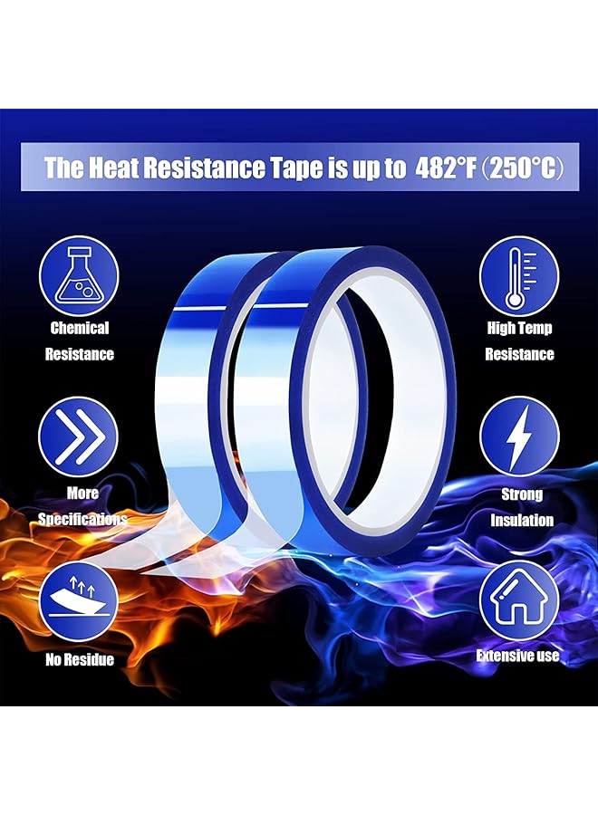 erorex 2 Rolls Blue Heat Tape High Temperature Heat Resistant Tape Heat Transfer Tape For Heat Sublimation Press Vinyl No Residue 20Mm X33M 108Ft - Image 4