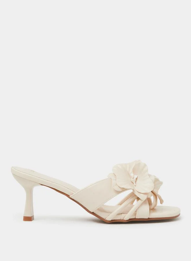 Styli Flower Detail Stiletto Heel Sandals