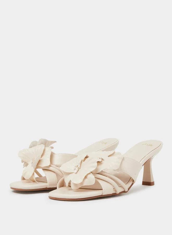 Styli Flower Detail Stiletto Heel Sandals
