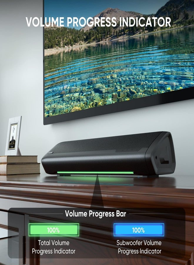 Saiyin Sound Bars for TV with Subwoofer, 2.1 Deep Bass Small Soundbar Monitor Speaker Home Theater Surround System PC Gaming Bluetooth/AUX/Optical Connection, Wall Mountable 17-inch - Image 4