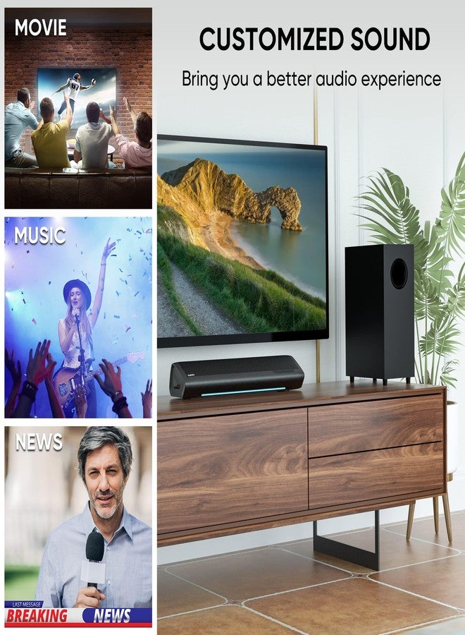 Saiyin Sound Bars for TV with Subwoofer, 2.1 Deep Bass Small Soundbar Monitor Speaker Home Theater Surround System PC Gaming Bluetooth/AUX/Optical Connection, Wall Mountable 17-inch - Image 5