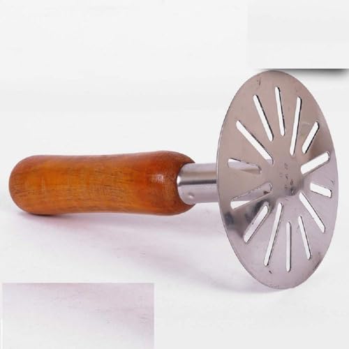 SHREE HANS CREATION Potato Masher | Food Masher | Pav Bhaji Masher | Stainless Steel & Wooden Handle Multi-Use (2 Pcs, Silver & Wooden) - Image 2
