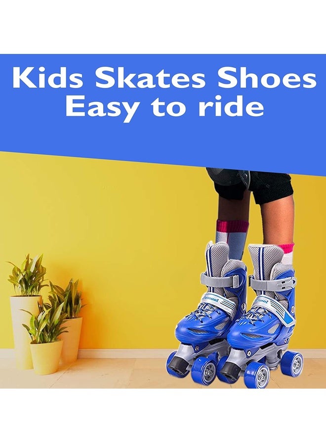 Generic Double Row Roller Adjustable 4-Wheel Skates for Kids - Blue Beginner Skates with Adjustable Size (XS 27-30), Safe Brake System & Light-Up Wheels - Ideal for Boys/Girls Learning to Skate, Indoor/Outdoor Use & Gift  - Image 4