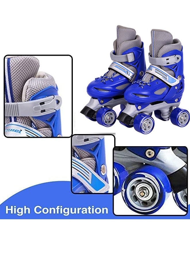 Generic Double Row Roller Adjustable 4-Wheel Skates for Kids - Blue Beginner Skates with Adjustable Size (XS 27-30), Safe Brake System & Light-Up Wheels - Ideal for Boys/Girls Learning to Skate, Indoor/Outdoor Use & Gift  - Image 2