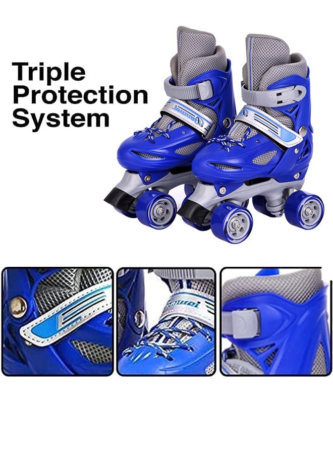 Generic Double Row Roller Adjustable 4-Wheel Skates for Kids - Blue Beginner Skates with Adjustable Size (XS 27-30), Safe Brake System & Light-Up Wheels - Ideal for Boys/Girls Learning to Skate, Indoor/Outdoor Use & Gift  - Image 3