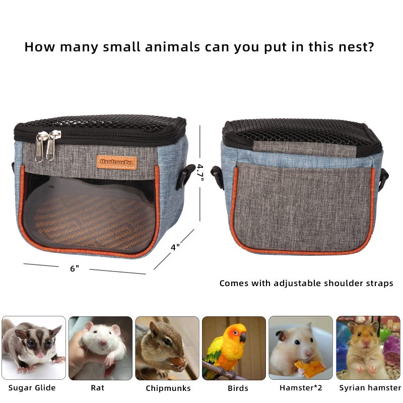 HardcorePet Sugar Glider Carrier Bag, Transparent Breathable Travel Bag for Hamster, Gecko,Baby Hedgehog, Transport Pouch with Breathable Mesh Top (Blue) - Image 3