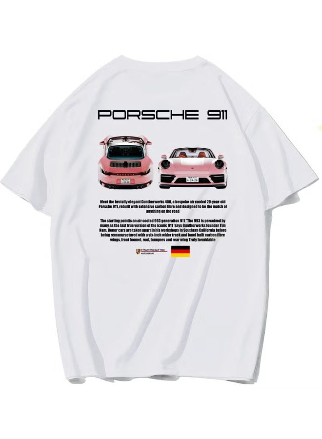BRZ Collection Unisex Oversize Porsche 911 T-Shirt White - Image 1