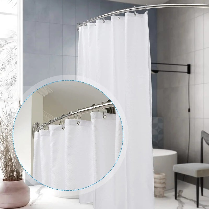 Y&D Multi-function Rotating Retractable 5ft-60 Inches Hotel Curved Shower Curtain Rod with Shower Curtain Rings, Fixed Tension 5 Foot Rod for Bathroom Hotels - Image 4