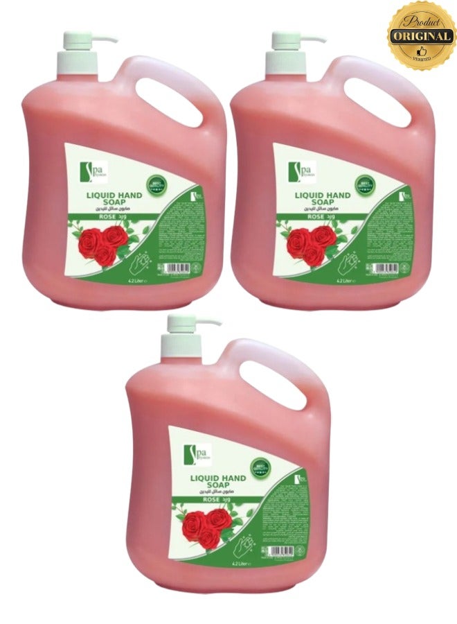 سبا سيستم 3 قطع صابون سائل لليدين برائحة الورد 4.2 لتر - Image 1