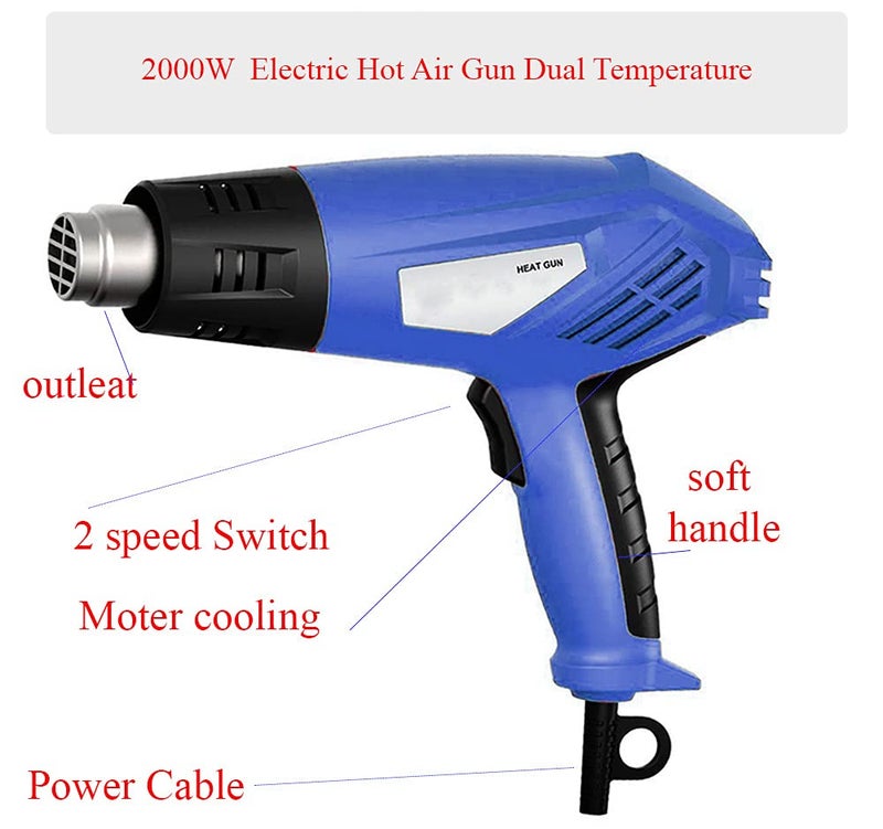 MLD HRG12 2000Watt 220V Dual Temperature Control Heat Gun with 50400550 C 2000WattsColorMulti MaterialPlastic - Image 2