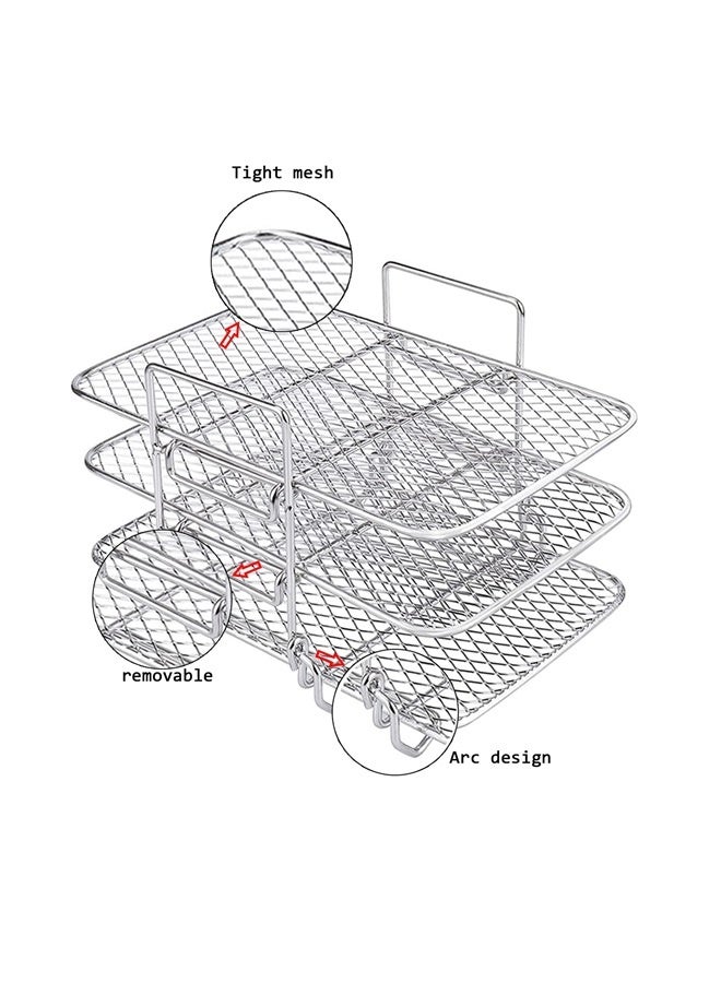 Air Fryer Rack, 3 Layers Rectangular Stackable Dehydration Frame with Oil Brush 304 Stainless Steel Dehydrator Rack - Image 5