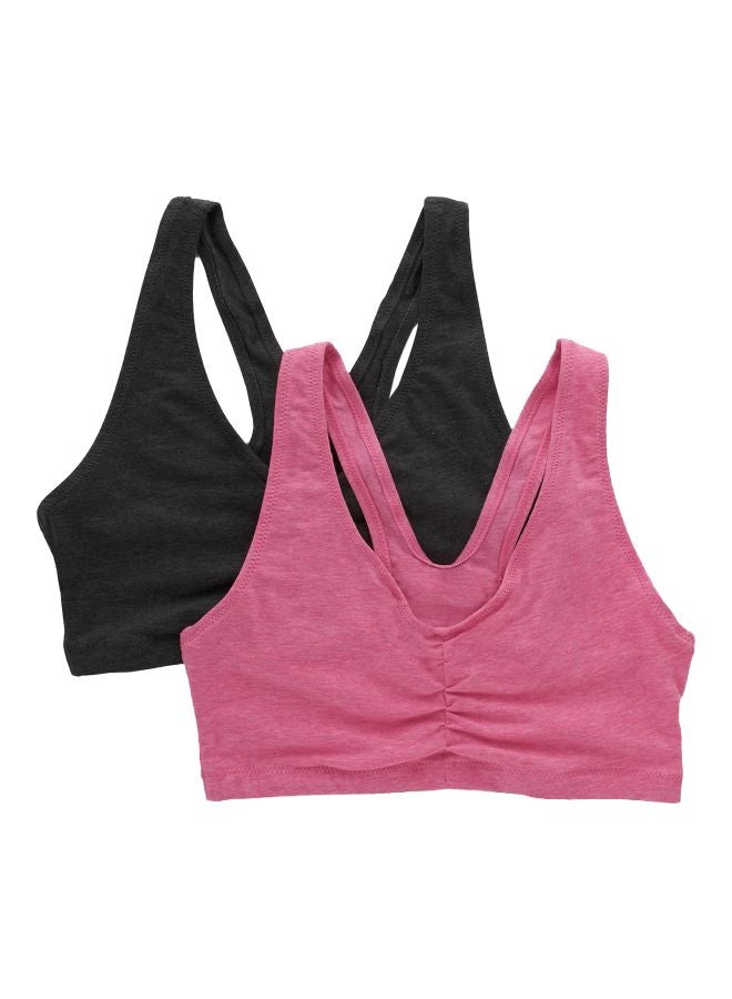 Hanes Hanes Womens Comfort Blend Flex Fit Pullover Bra 2 Pack Grey Pink Large  - Image 1