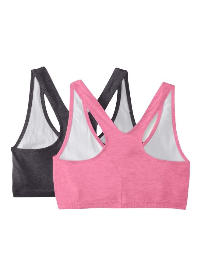 Hanes Hanes Womens Comfort Blend Flex Fit Pullover Bra 2 Pack Grey Pink Large  - Image 2