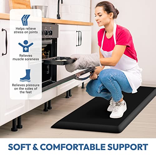 StepLively 4/5 Inch Thick Kitchen Mat - Cushioned Anti Fatigue Mats for Kitchen Floor - Easy to Clean, Water Resistant, Non-Slip Kitchen Rug for Sink, Office, Kitchen (17''x24'' Black) - Image 4