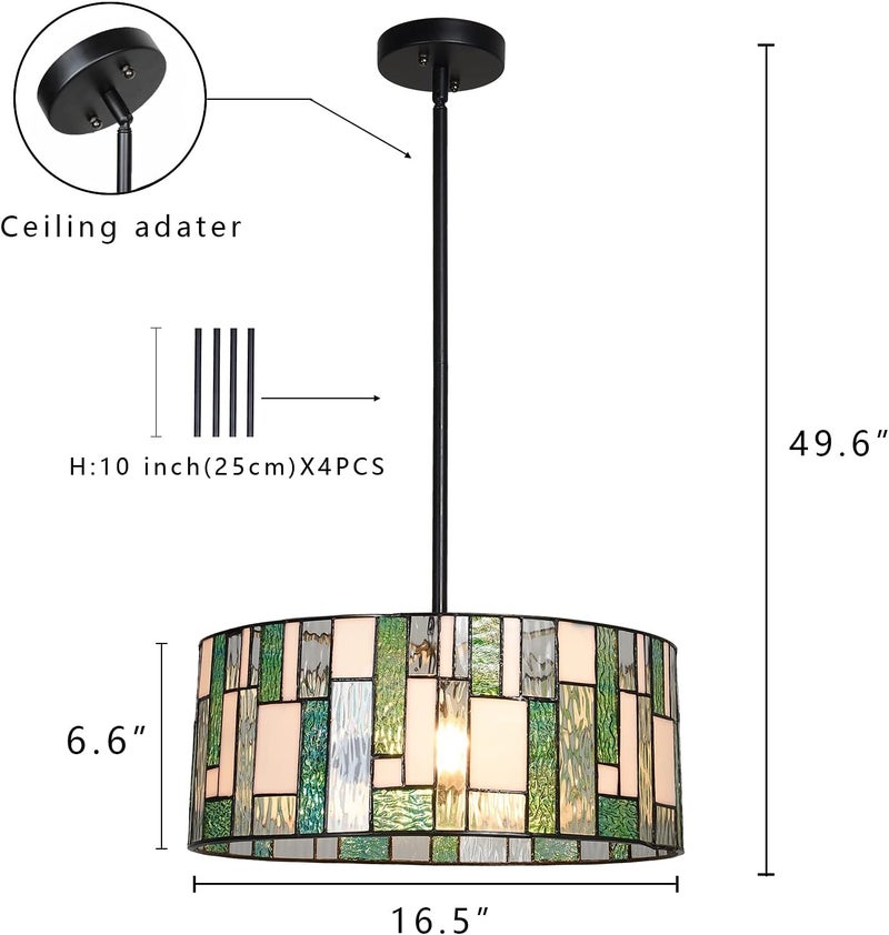 Artzone مصباح تيفاني معلق من آرت زون 16 بوصة بتصميم حديث من الزجاج الملون للجزيرة المطبخية وغرفة الطعام والمدخل - Image 2