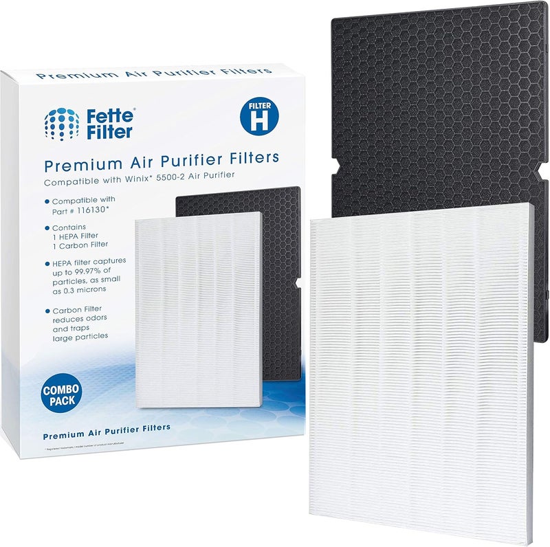 Fette Filter - Replacement Filter Compatible with Winix 116130 Filter H for Winix Air Purifier Model # 5500-2 & AM80. Combo pack. - Image 1