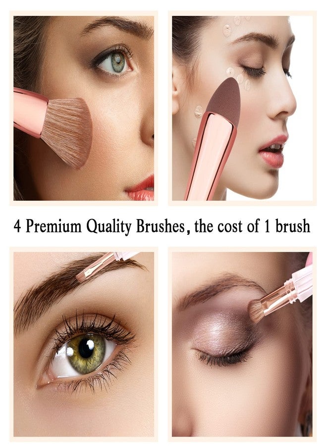 Raffaello 4-in-1 Travel Makeup Brush, Multi-use Makeup Sponge, Eyeshadow, Eyebrow, Liner & Blush Blending Brush for Foundation, Concealer, Powder, Vegan, Dual-Ended Make Up Brush Set (1pcs RoseGold) - Image 5