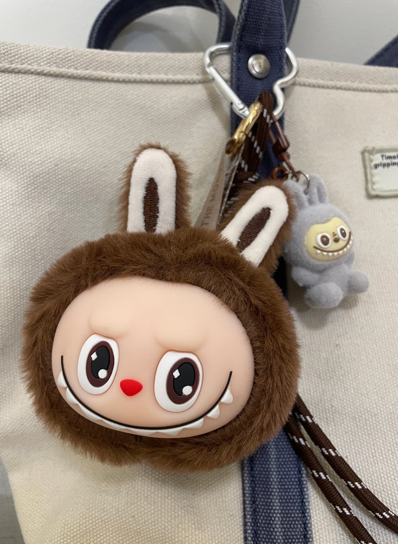 Generic 1-Piece Kawaii Keychain Bag Charm with Brown Labubu Plush and Assorted Ornaments | Car Keychain Accessories | Perfect Gift for Besties and Girlfriends  - Image 3