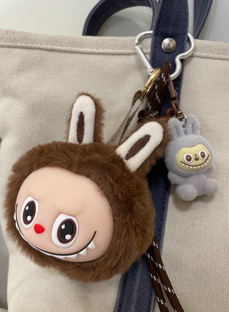 Generic 1-Piece Kawaii Keychain Bag Charm with Brown Labubu Plush and Assorted Ornaments | Car Keychain Accessories | Perfect Gift for Besties and Girlfriends  - Image 4