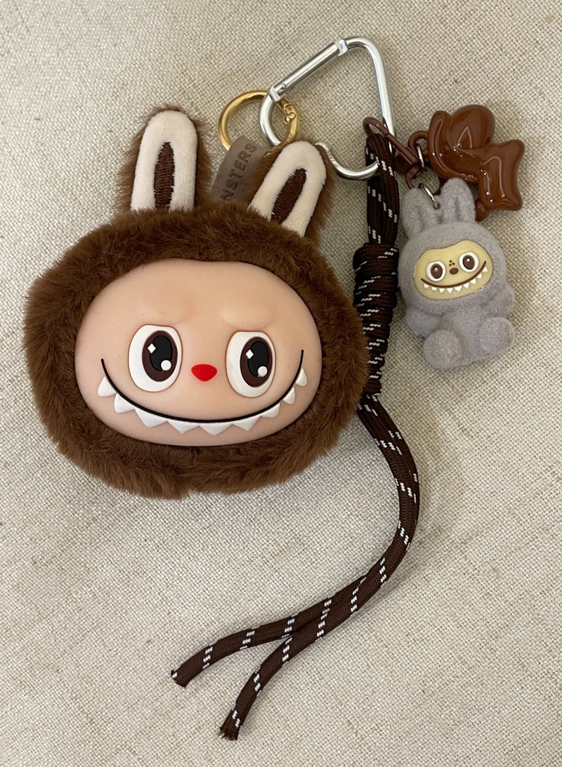 Generic 1-Piece Kawaii Keychain Bag Charm with Brown Labubu Plush and Assorted Ornaments | Car Keychain Accessories | Perfect Gift for Besties and Girlfriends  - Image 1