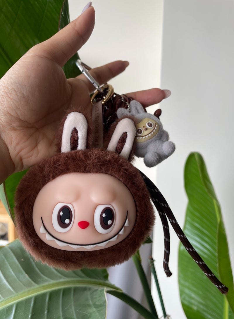 Generic 1-Piece Kawaii Keychain Bag Charm with Brown Labubu Plush and Assorted Ornaments | Car Keychain Accessories | Perfect Gift for Besties and Girlfriends  - Image 2