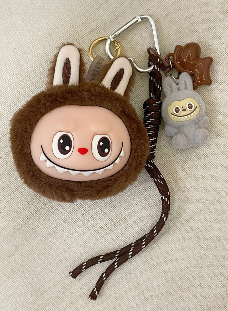 Generic 1-Piece Kawaii Keychain Bag Charm with Brown Labubu Plush and Assorted Ornaments | Car Keychain Accessories | Perfect Gift for Besties and Girlfriends  - Image 3