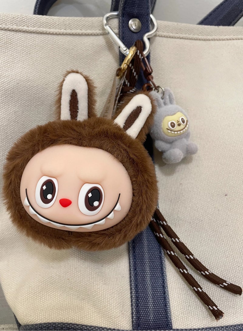 Generic 1-Piece Kawaii Keychain Bag Charm with Brown Labubu Plush and Assorted Ornaments | Car Keychain Accessories | Perfect Gift for Besties and Girlfriends  - Image 1