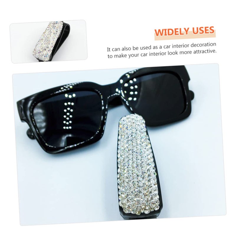 Car Visor Sunglasses Holder With Rhinestone Decoration Eyeglasses Clip For Women Easy Installation - Image 4