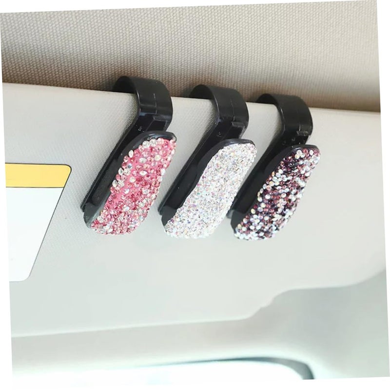 Car Visor Sunglasses Holder With Rhinestone Decoration Eyeglasses Clip For Women Easy Installation - Image 5