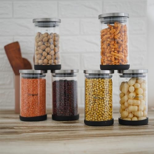 Femora Borosilicate Glass Jar With Silicon Bottom & Airtight Steel Lid| Glass Jar For Kitchen| Kitchen Storage Jars|1 Year Warranty|Jars for Gifting, Snacks, Spice, Cookies, Dry Food|1000 ML|Set Of 4 - Image 5