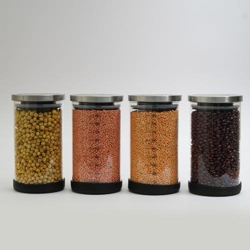 Femora Borosilicate Glass Jar With Silicon Bottom & Airtight Steel Lid| Glass Jar For Kitchen| Kitchen Storage Jars|1 Year Warranty|Jars for Gifting, Snacks, Spice, Cookies, Dry Food|1000 ML|Set Of 4 - Image 1