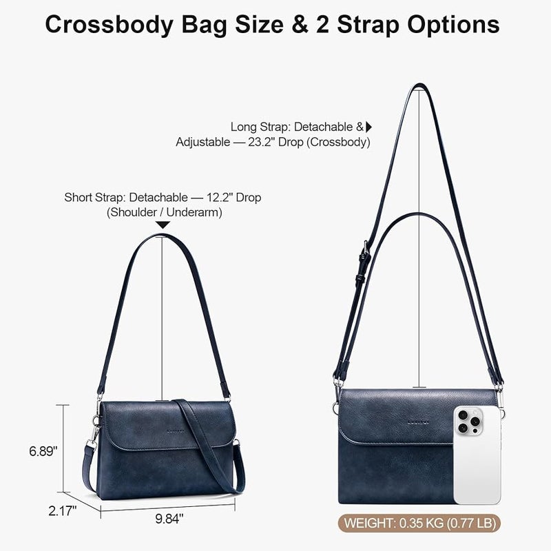 Lexiyat Crossbody Bags for Women Vegan Leather Travel Small Cell Phone Purse Rfid Shoulder Bag with 2 Straps - Image 5