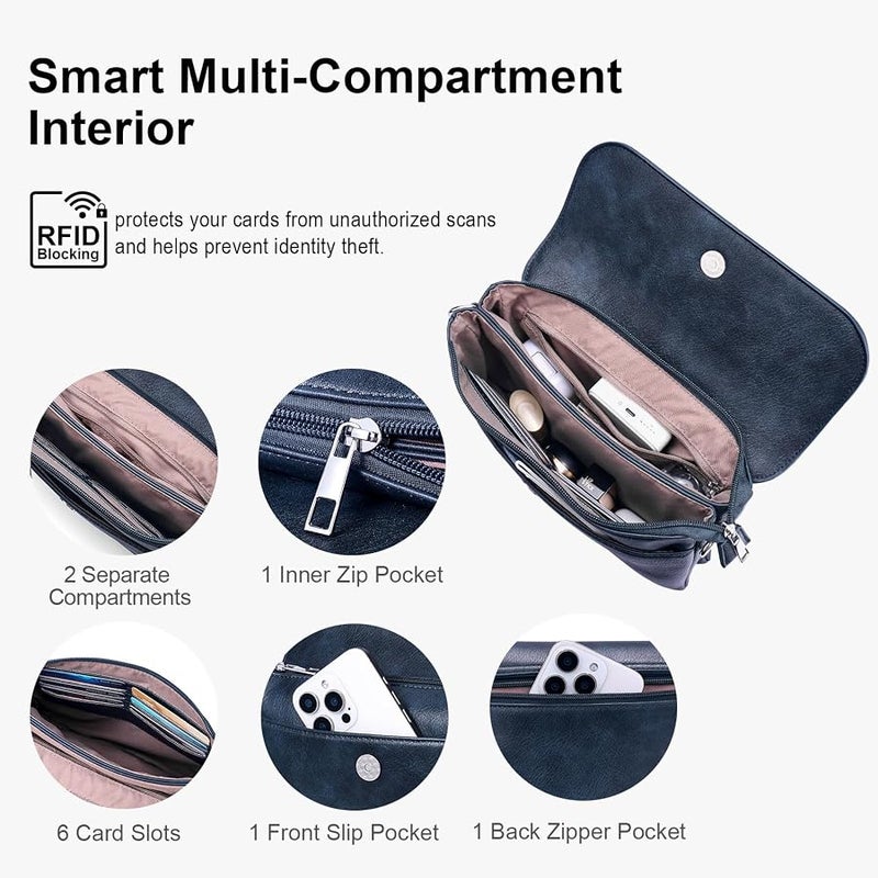 Lexiyat Crossbody Bags for Women Vegan Leather Travel Small Cell Phone Purse Rfid Shoulder Bag with 2 Straps - Image 4