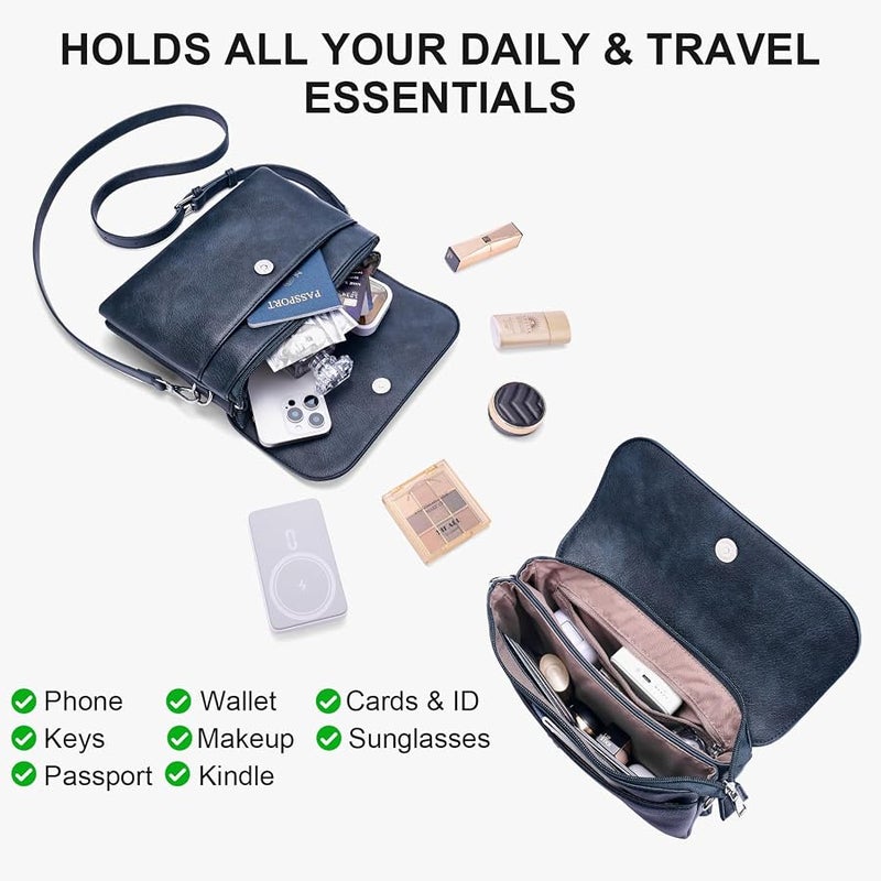 Lexiyat Crossbody Bags for Women Vegan Leather Travel Small Cell Phone Purse Rfid Shoulder Bag with 2 Straps - Image 3