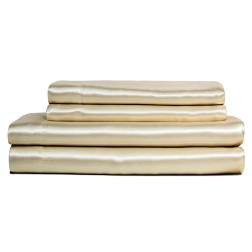 Baltic Linen Satin Luxury Sheet Set Cal King Ivory 4-Piece Set - Image 4