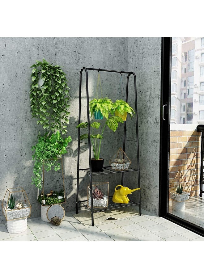 لوكزر منظم ملابس معدني من Lukzer مع رفين سفليين لتوفير المساحة للكتب والأحذية والمعاطف والألعاب وشماعة ملابس متعددة الأغراض على شكل حرف A (أسود/151.5 × 33.5 × 60.2 سم) - Image 4