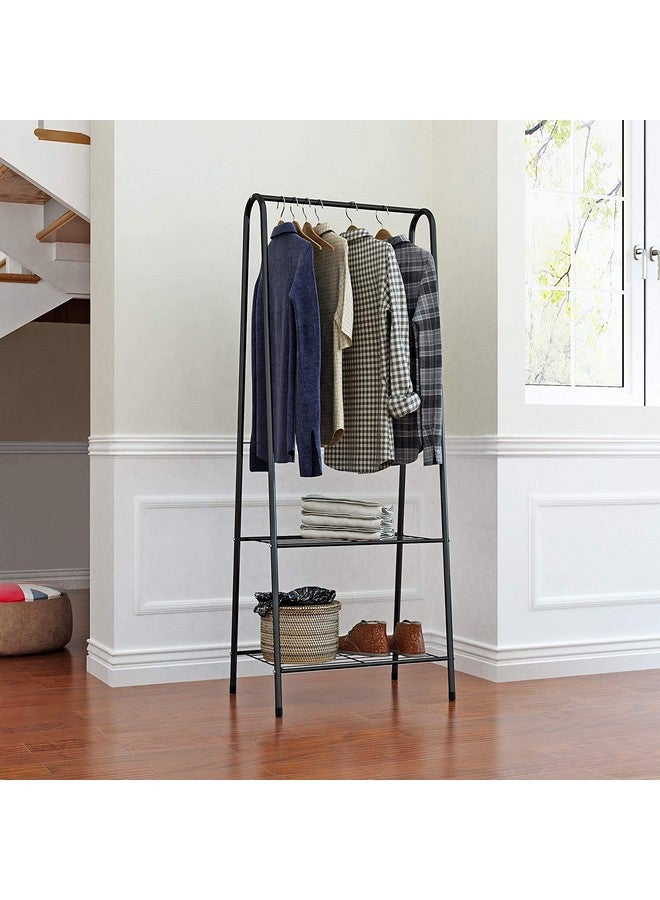 لوكزر منظم ملابس معدني من Lukzer مع رفين سفليين لتوفير المساحة للكتب والأحذية والمعاطف والألعاب وشماعة ملابس متعددة الأغراض على شكل حرف A (أسود/151.5 × 33.5 × 60.2 سم) - Image 2