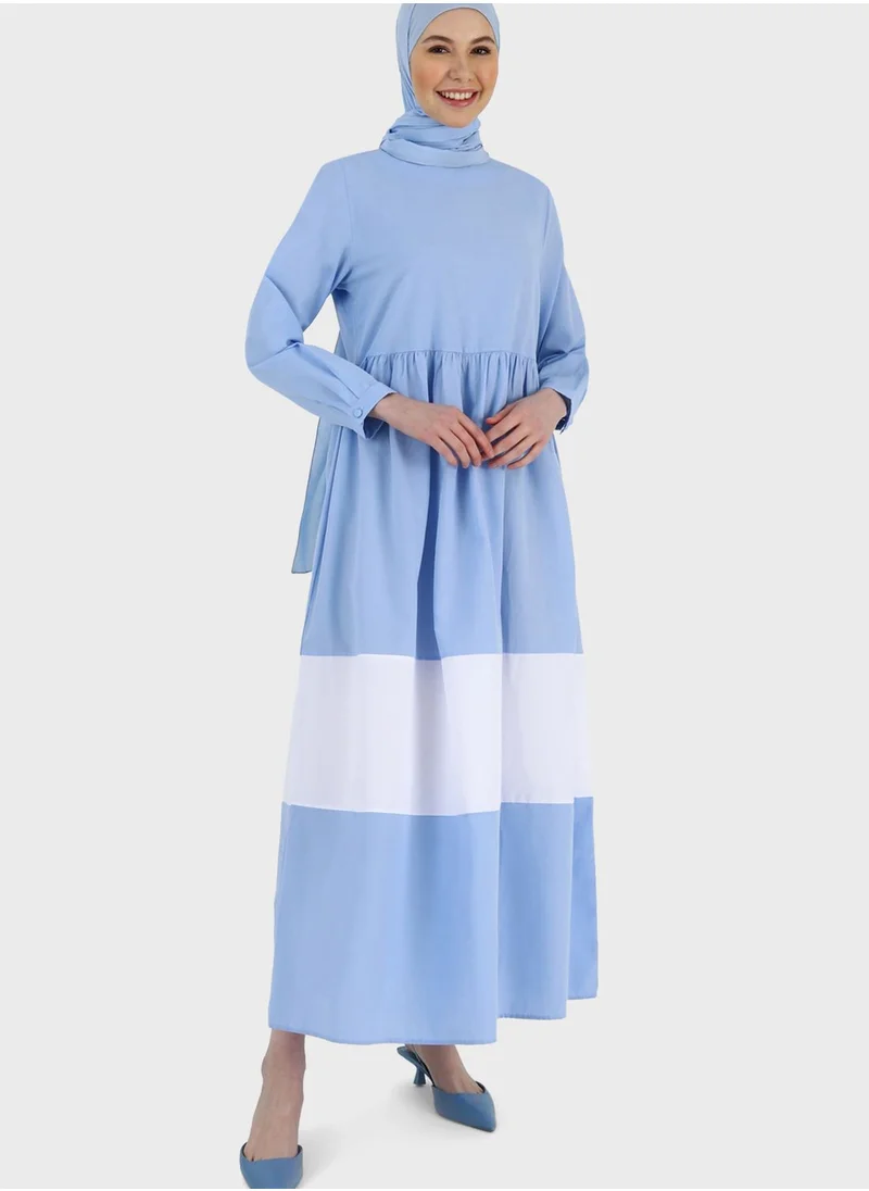 Refka by modanisa Color Block Tiered Dress