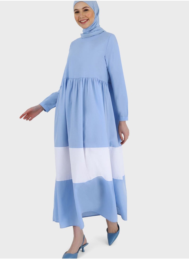 Refka by modanisa - Color Block Tiered Dress - Image 1