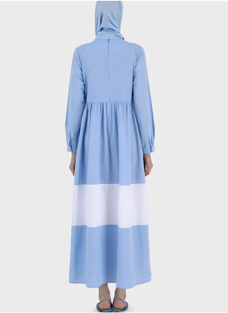 Refka by modanisa Color Block Tiered Dress