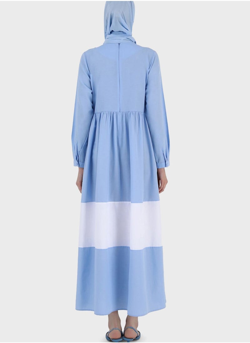 Refka by modanisa - Color Block Tiered Dress - Image 1