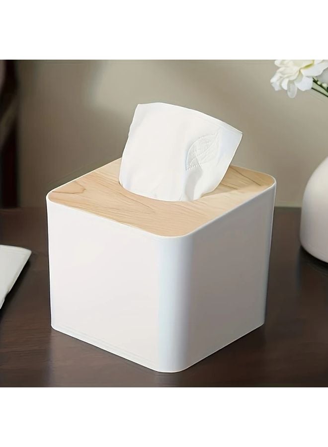 صندوق تخزين أبيض مربع حديث وبسيط مع غطاء منظم للمكتب المنزلي - Image 1