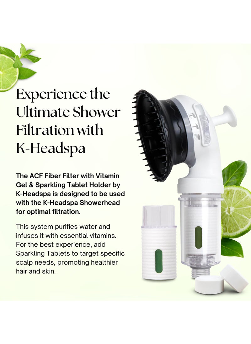 K-HEADSPA K-HEADSPA Korean Shower Head Filter with Activated Carbon Fiber & Vitamin Gel for Purifying, Scalp Revitalization, and Healthy Hair Growth –  Eliminates Impurities & Harsh Chemicals, Green Lemon Scent  - Image 4