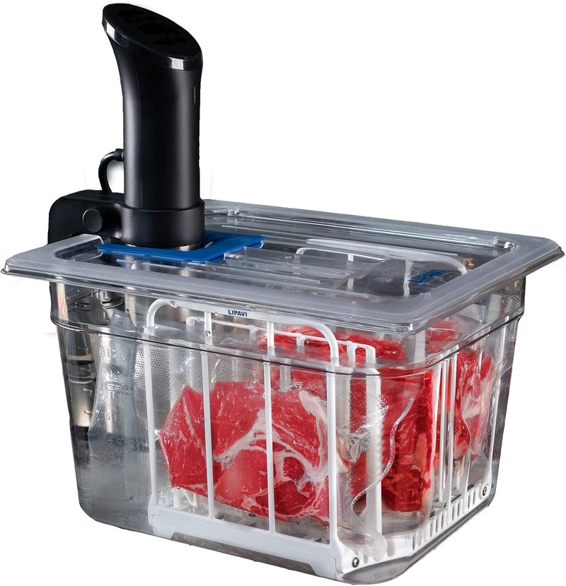 LIPAVI Sous Vide Container Kit (NXC10-UNIR) Compatible with Anova All Models – 12 L Polycarbonate Container with Removable Rack & Universal Sealed Lid – Immersion Circulator Not Included - Image 2