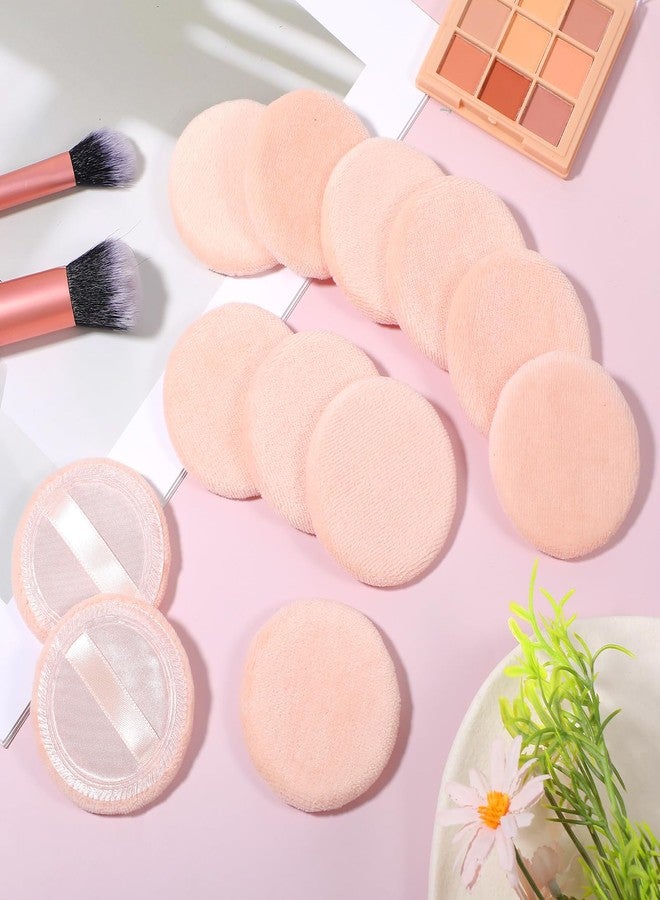 Larrel 12 Pcs Makeup Pads for Face, Soft Round Makeup Puff with Ribbon Reusable Setting Puff Beauty Makeups Tools for Loose Setting Press(Skin-Colored) - Image 4