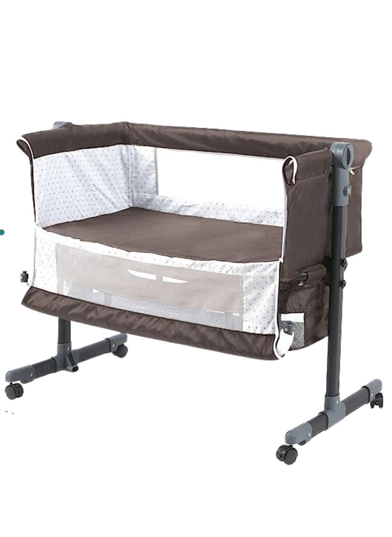 MAAS - 3 in 1 Baby Bedside Crib with Wheels and Adjustable Height with Mosquito Net and Large Storage Bag - Image 1